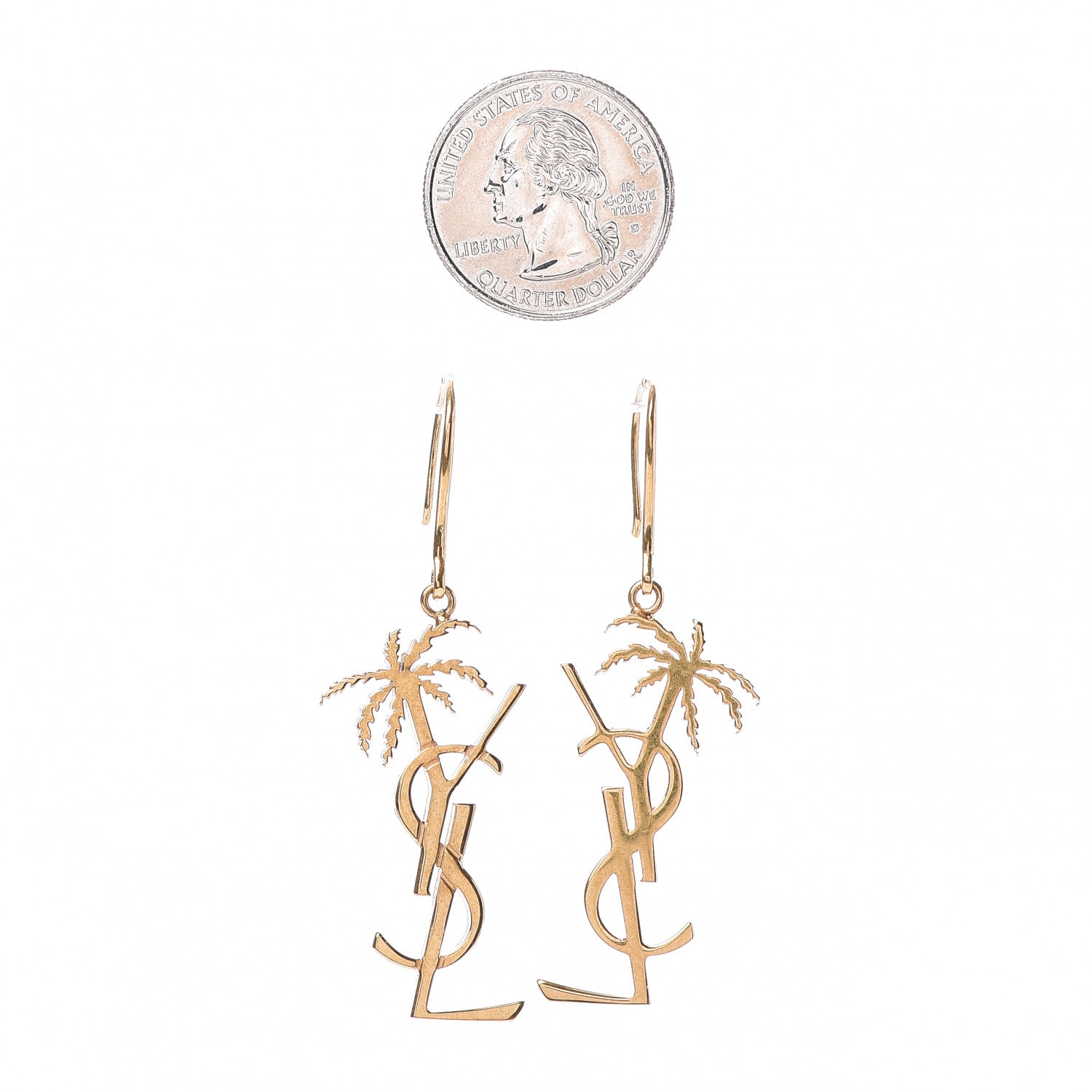 Saint Laurent Metal Monogram Palm Earrings Gold 2 of 4
