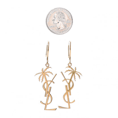 Saint Laurent Metal Monogram Palm Earrings Gold 2 of 4