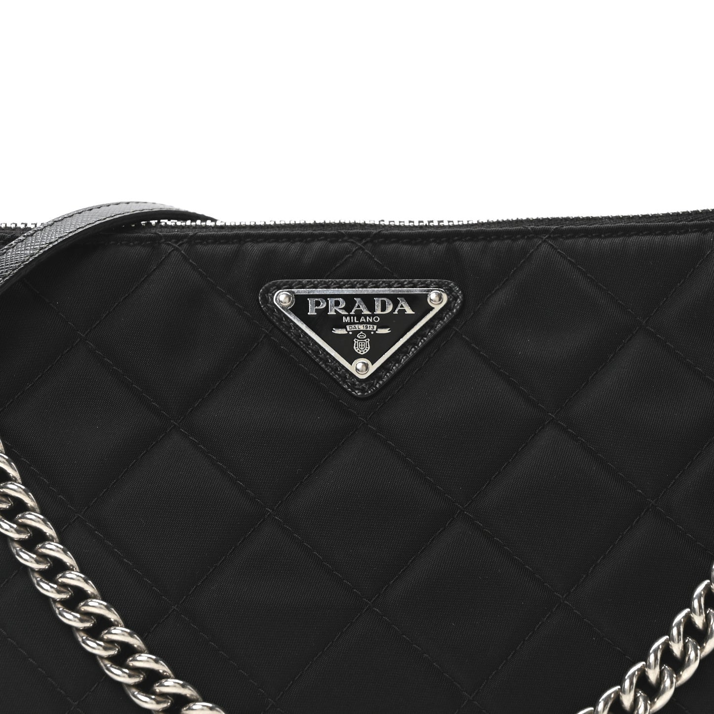 Nylon Tessuto Impuntu Quilted Crossbody Bag Black