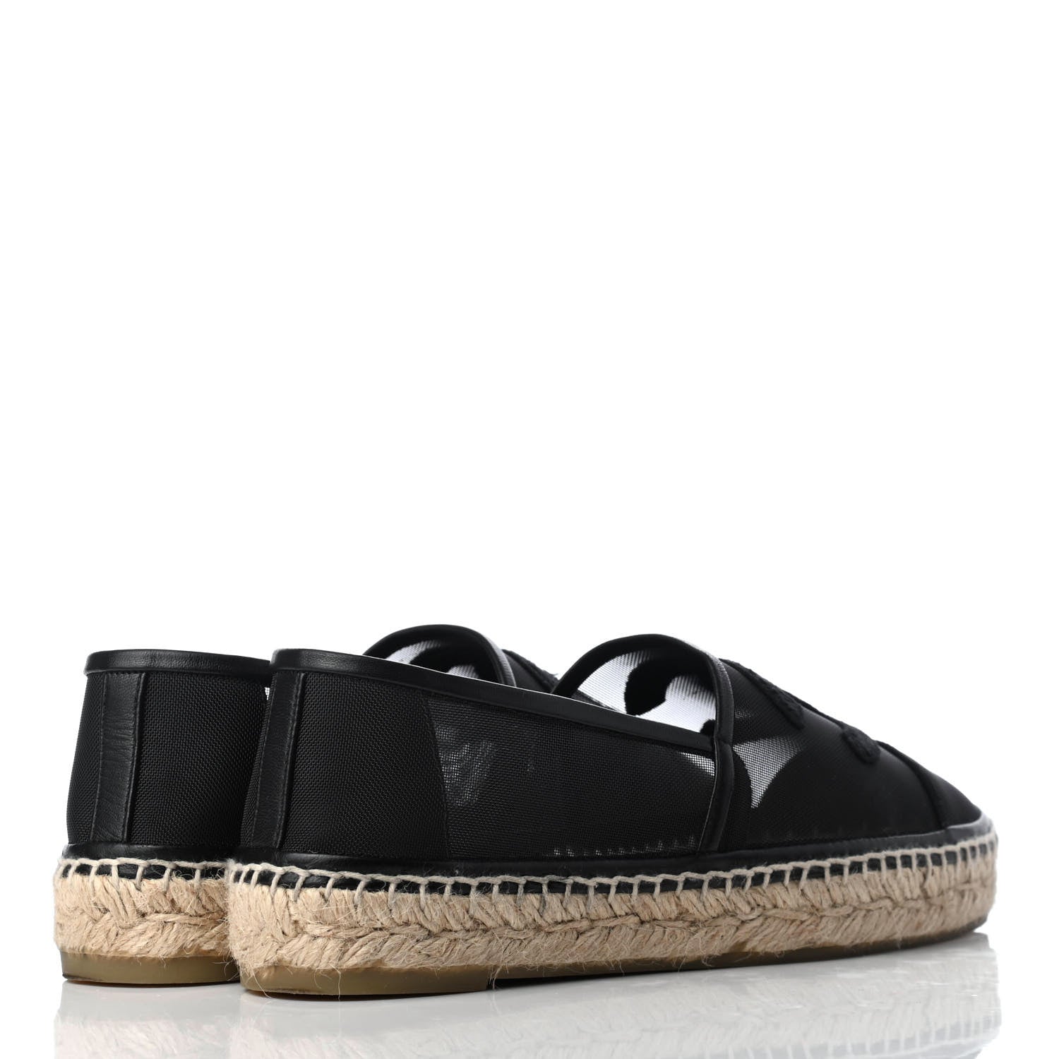 Chanel Mesh Grosgrain CC Espadrilles 37 Black 4 of 8