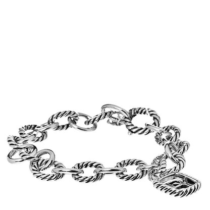 David Yurman Sterling Silver 10mm Medium Oval Link Charm Bracelet 1 of 4