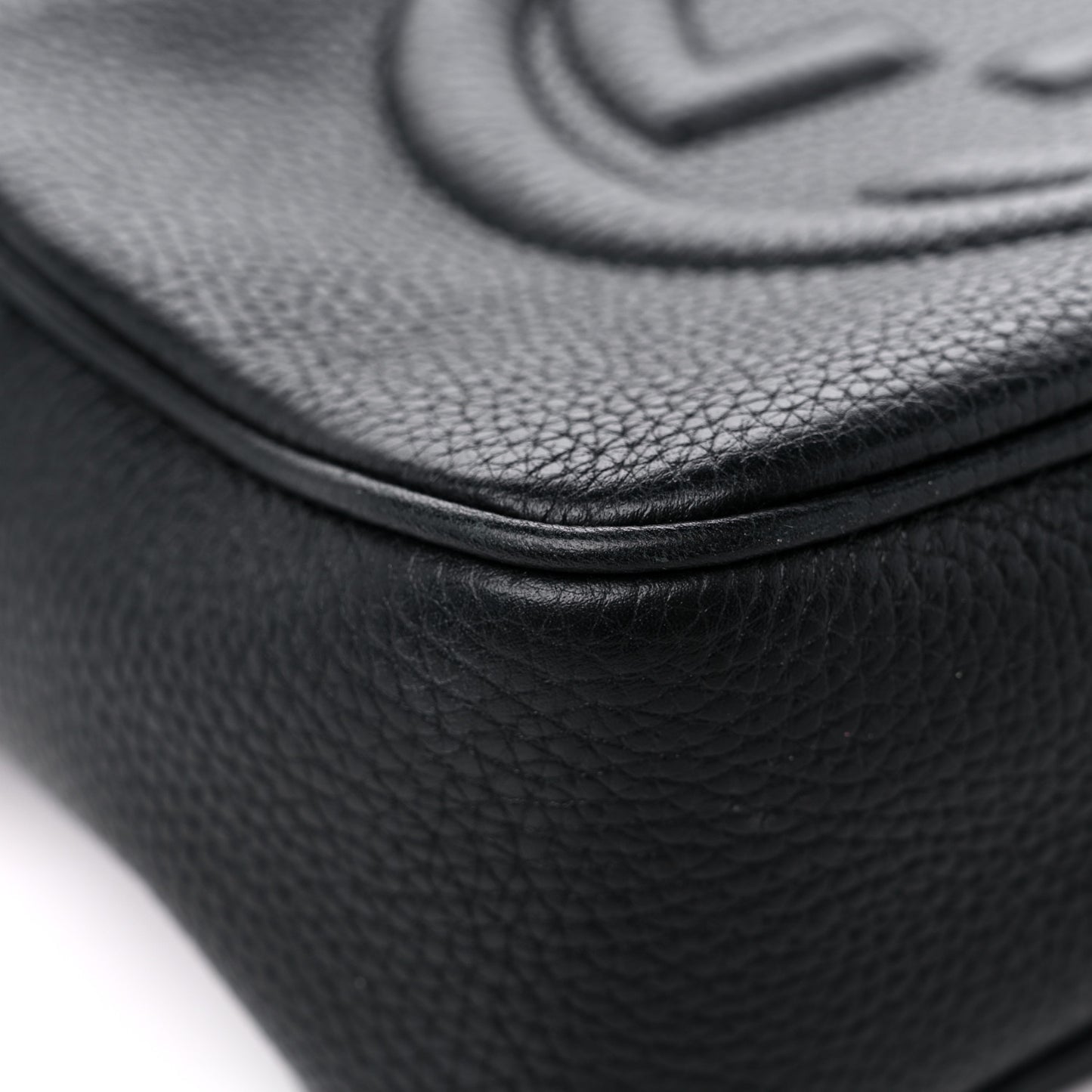 Pebbled Calfskin Small Soho Disco Bag Black