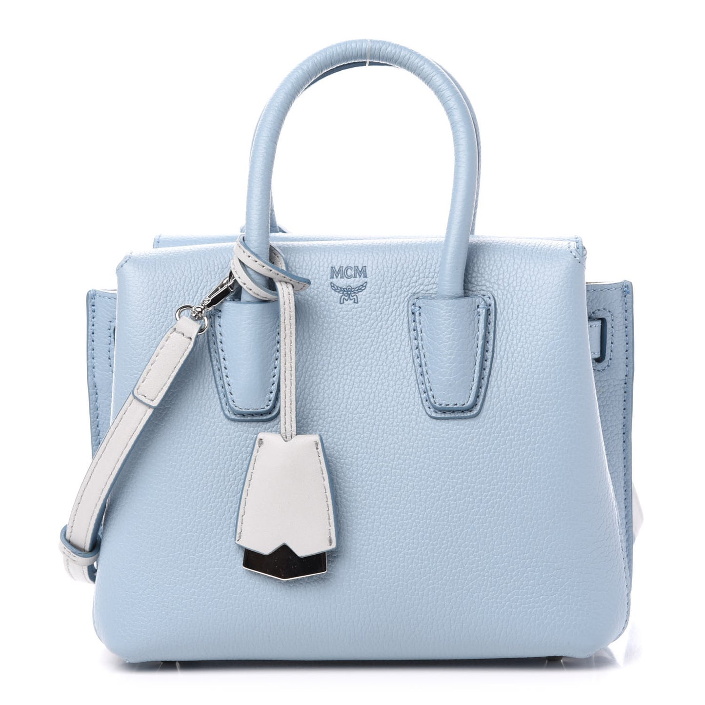 Grained Calfskin Mini Milla Tote Sky Blue