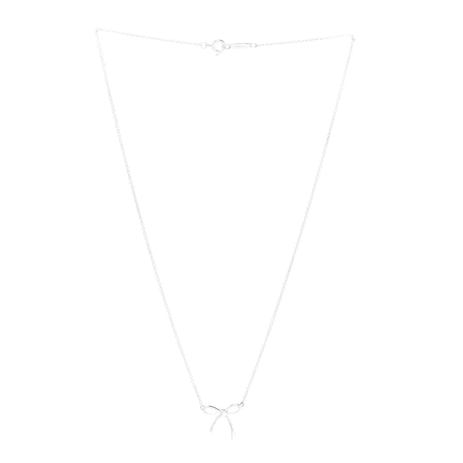 Tiffany Sterling Silver Small Bow Pendant Necklace 3 of 6