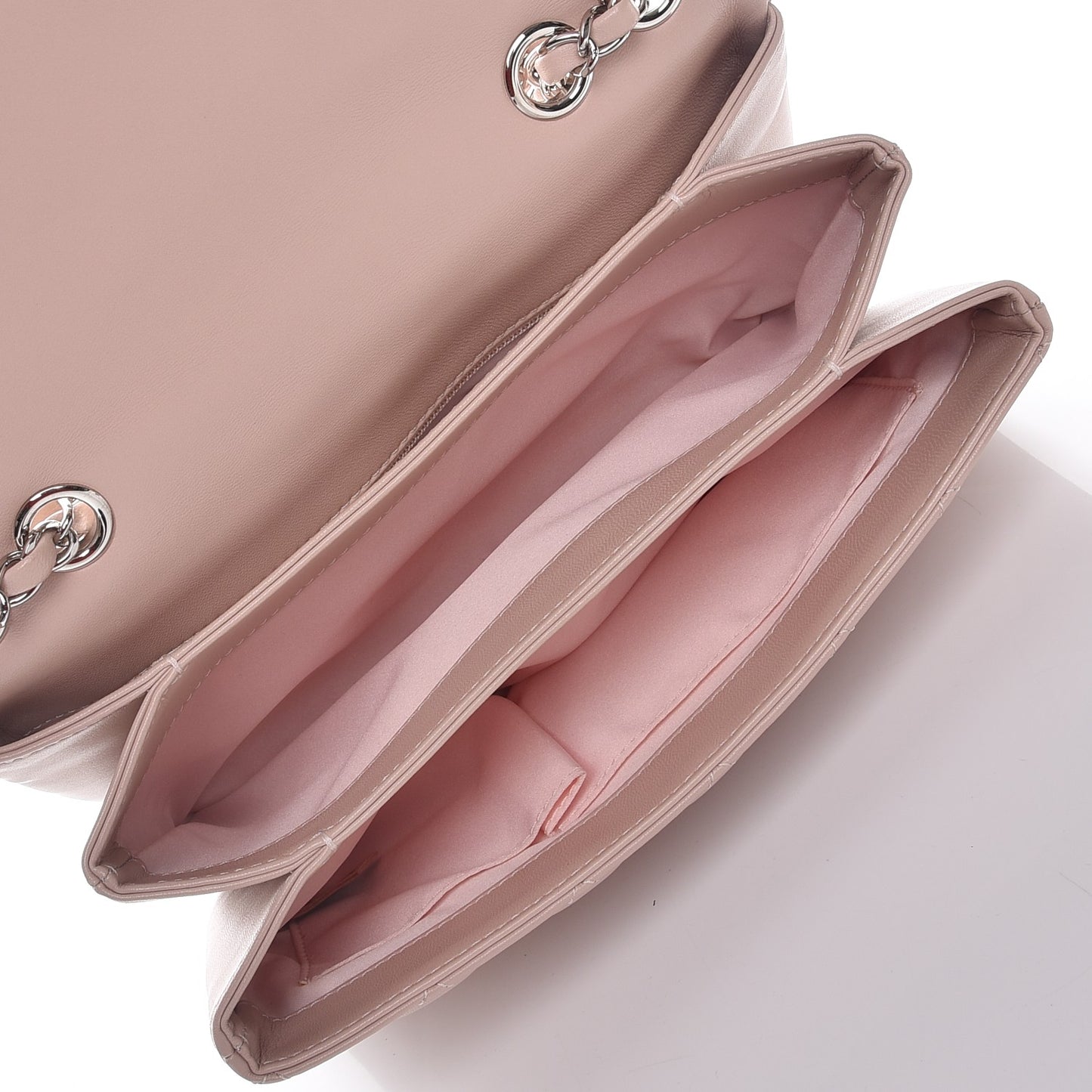 Lambskin Quilted Medium 3 Flap Light Pink