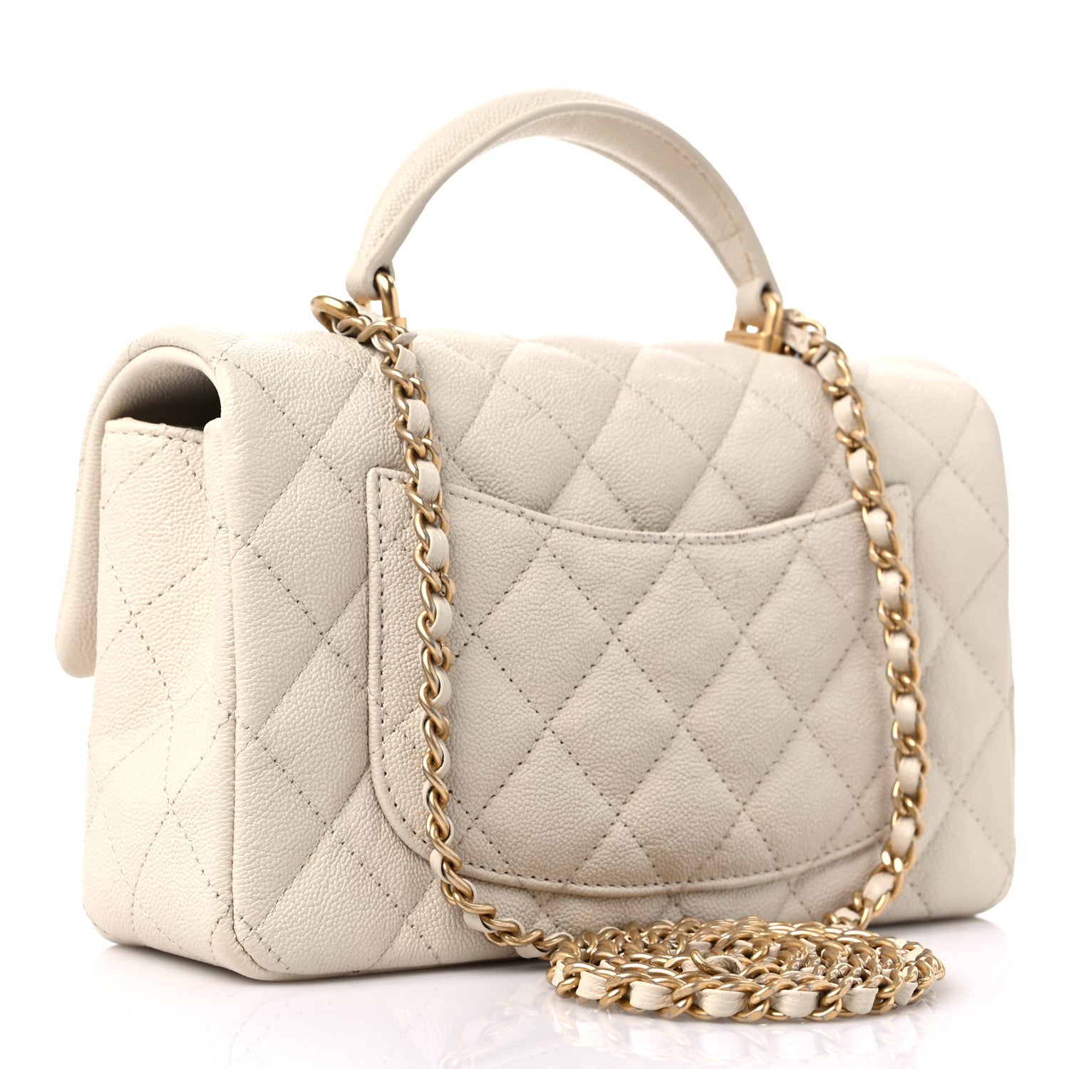 Chanel Caviar Quilted Mini Top Handle Rectangular Flap Beige 3 of 9