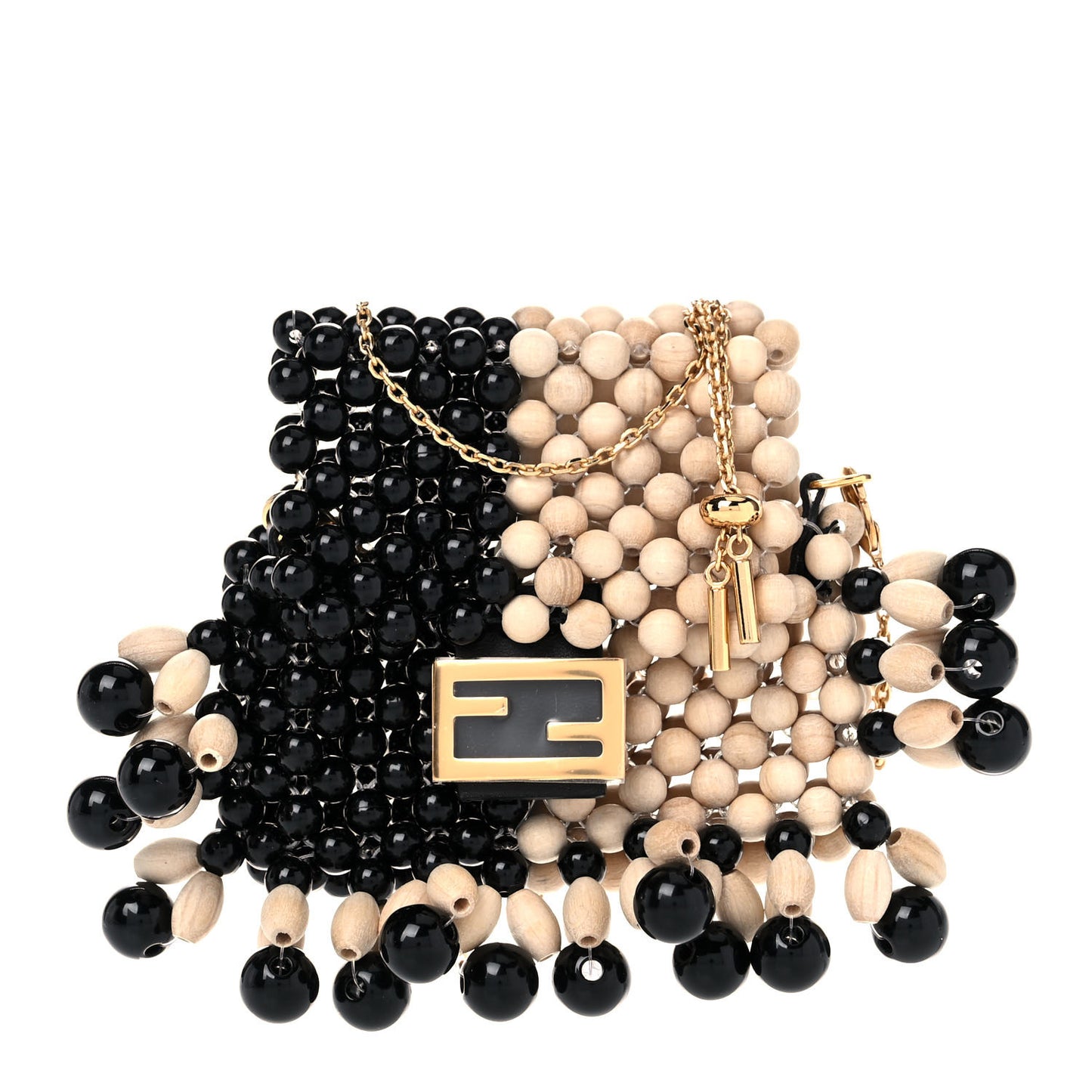 Acrylic Wood Beaded Pico Baguette Charm Natural
