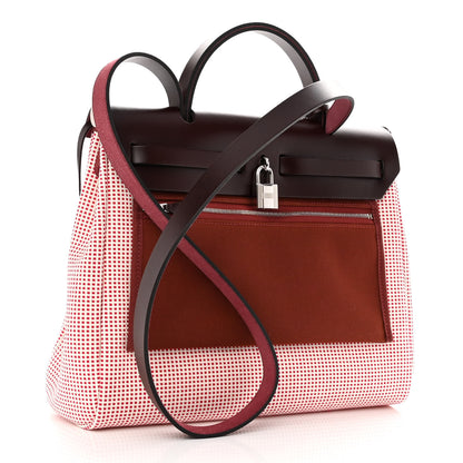 Hermes Criss Viking Vache Hunter Herbag Zip Retourne 31 PM Ecru Brique Anemone Rouge Sellier 3 of 8