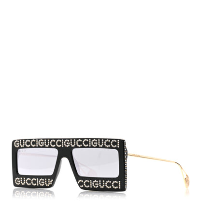 Gucci Acetate Crystal Mask-Frame Sunglasses GG0431S Black 1 of 8