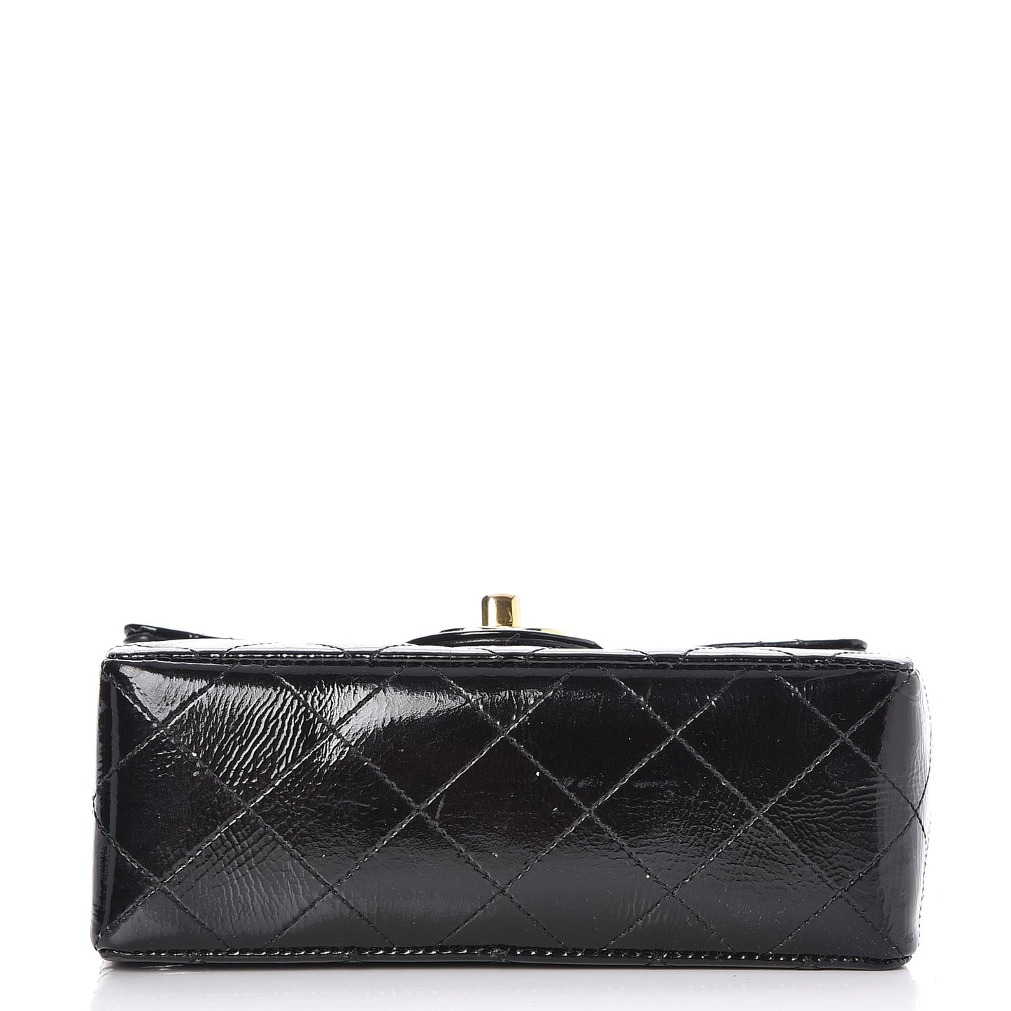 Patent Calfskin Quilted Mini Square Flap Black