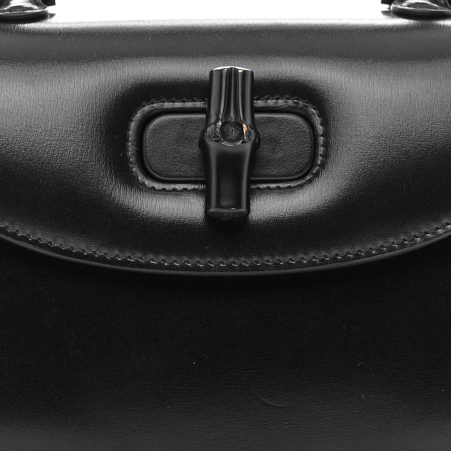 Boarded Dyana Lux Calfskin Web Monochrome Small Bamboo 1947 Top Handle Bag Black