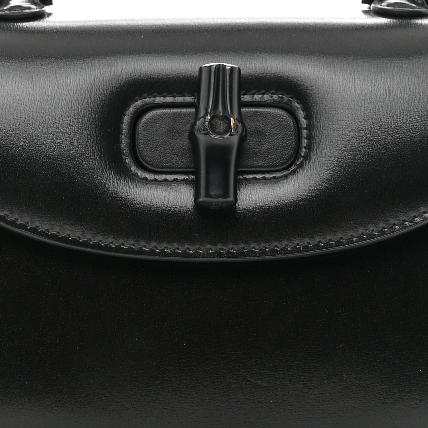Gucci Boarded Dyana Lux Calfskin Web Monochrome Small Bamboo 1947 Top Handle Bag Black 7 of 9