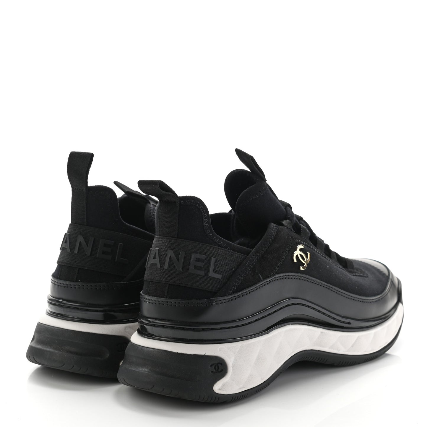 Velvet Calfskin Mixed Fibers CC Sneakers 39 Black