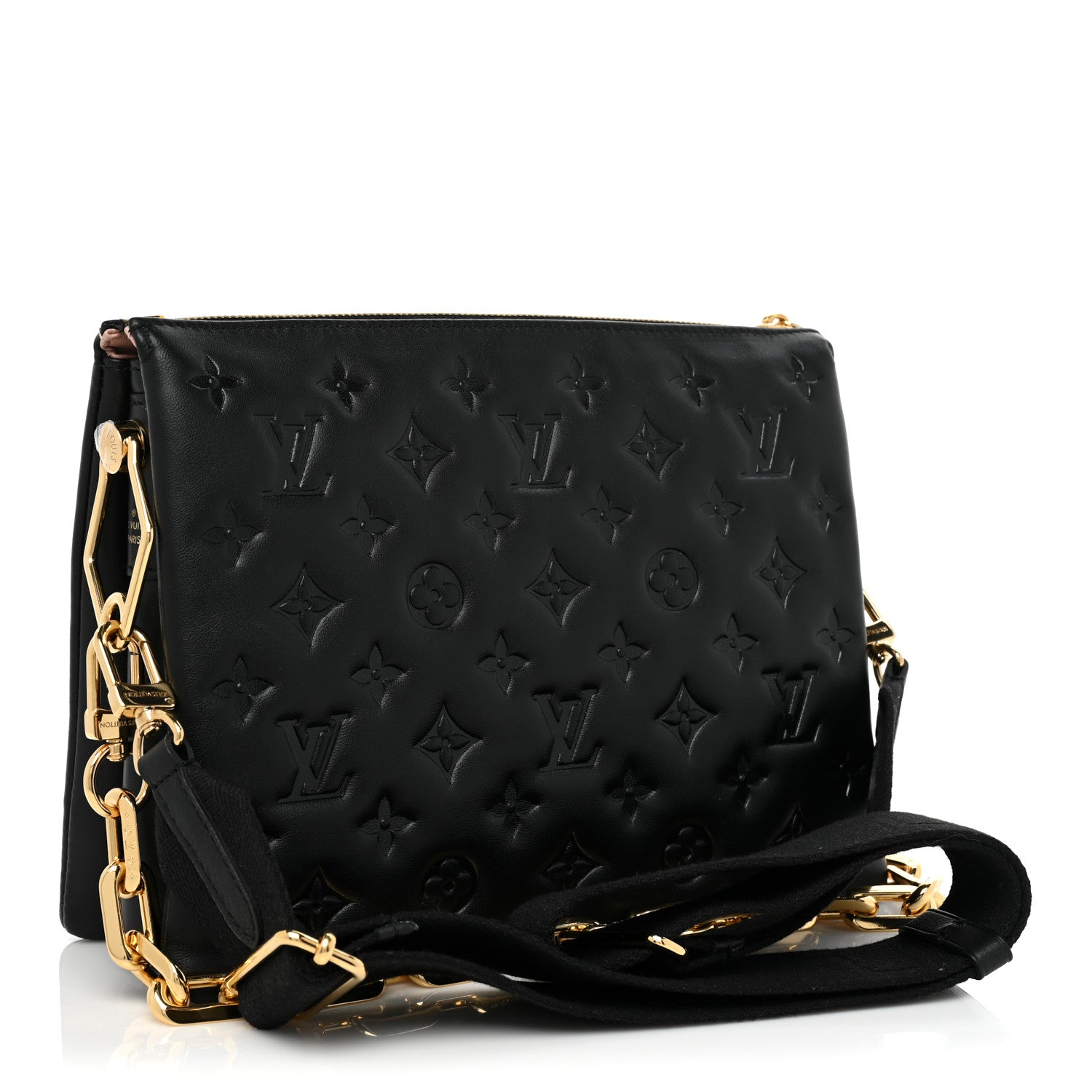 Louis Vuitton Lambskin Embossed Monogram Coussin PM Black 3 of 10