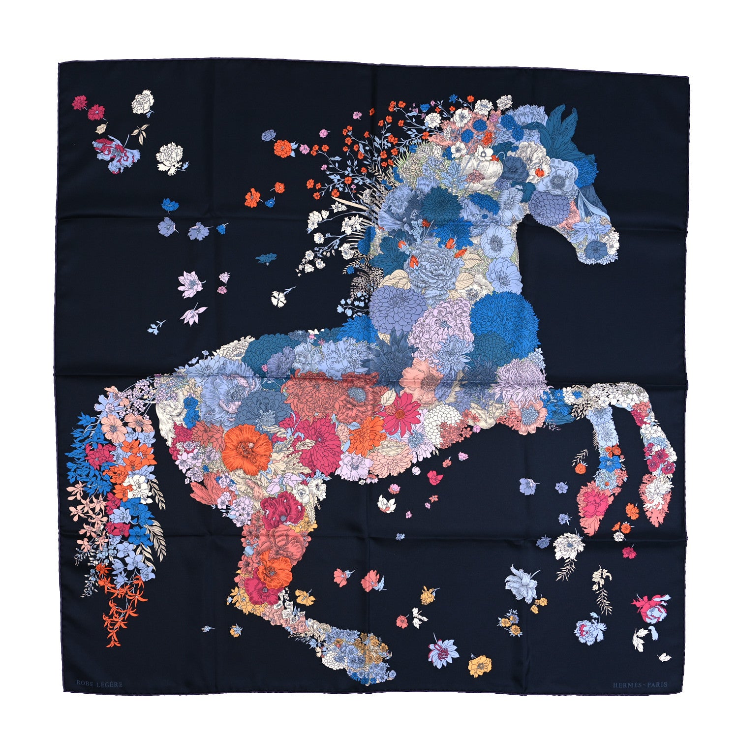 Hermes Silk Robe Legere Scarf 90 Marine Parme Rose 1 of 6