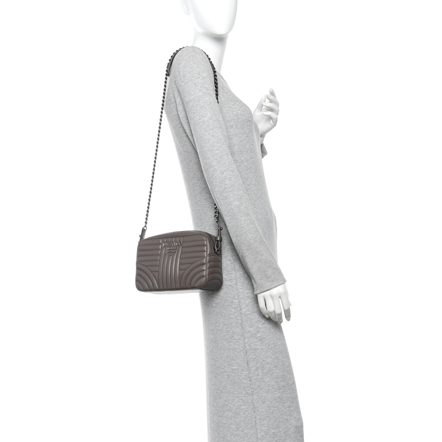 Prada Soft Calfskin Diagramme Camera Bag Bambu 2 of 10