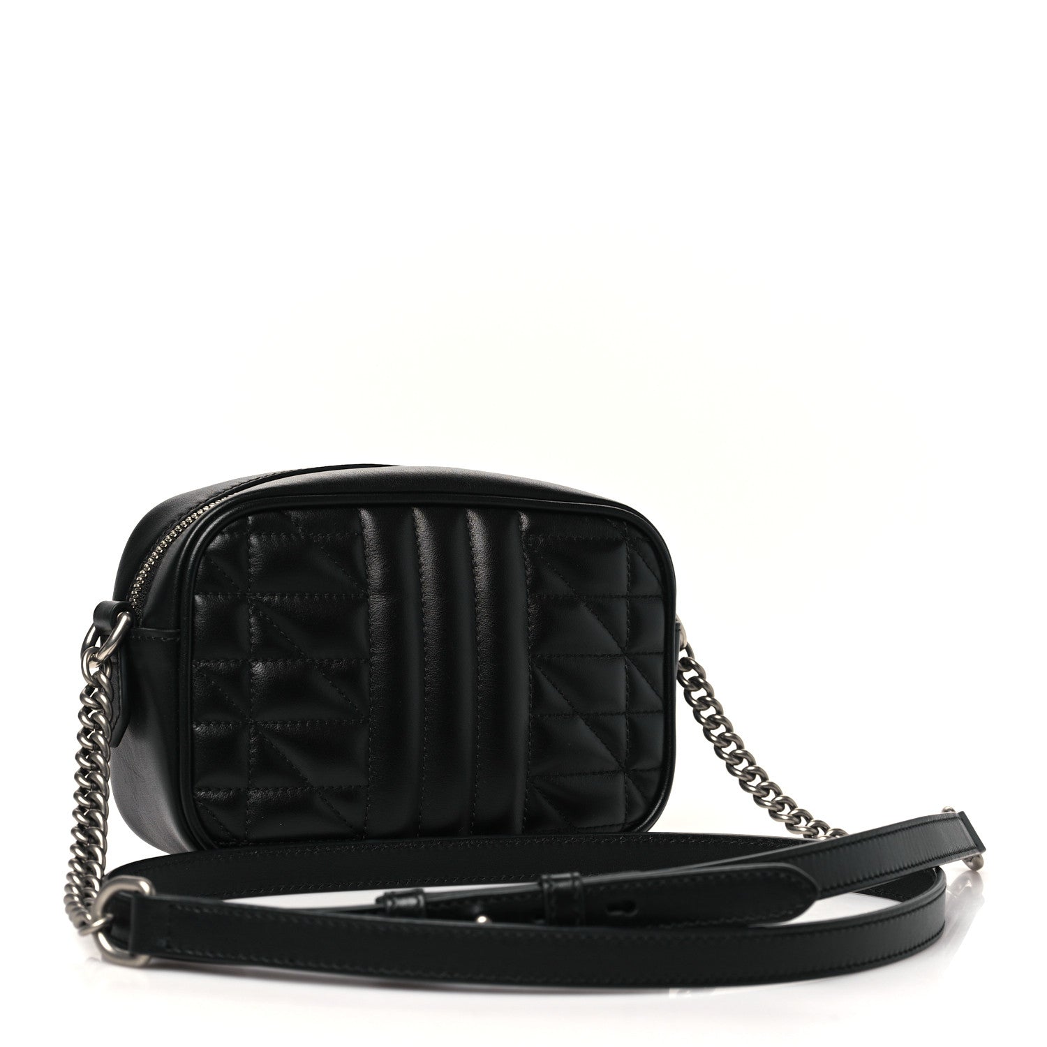 Gucci Calfskin Matelasse Aria Mini GG Marmont Chain Shoulder Bag Black 3 of 11