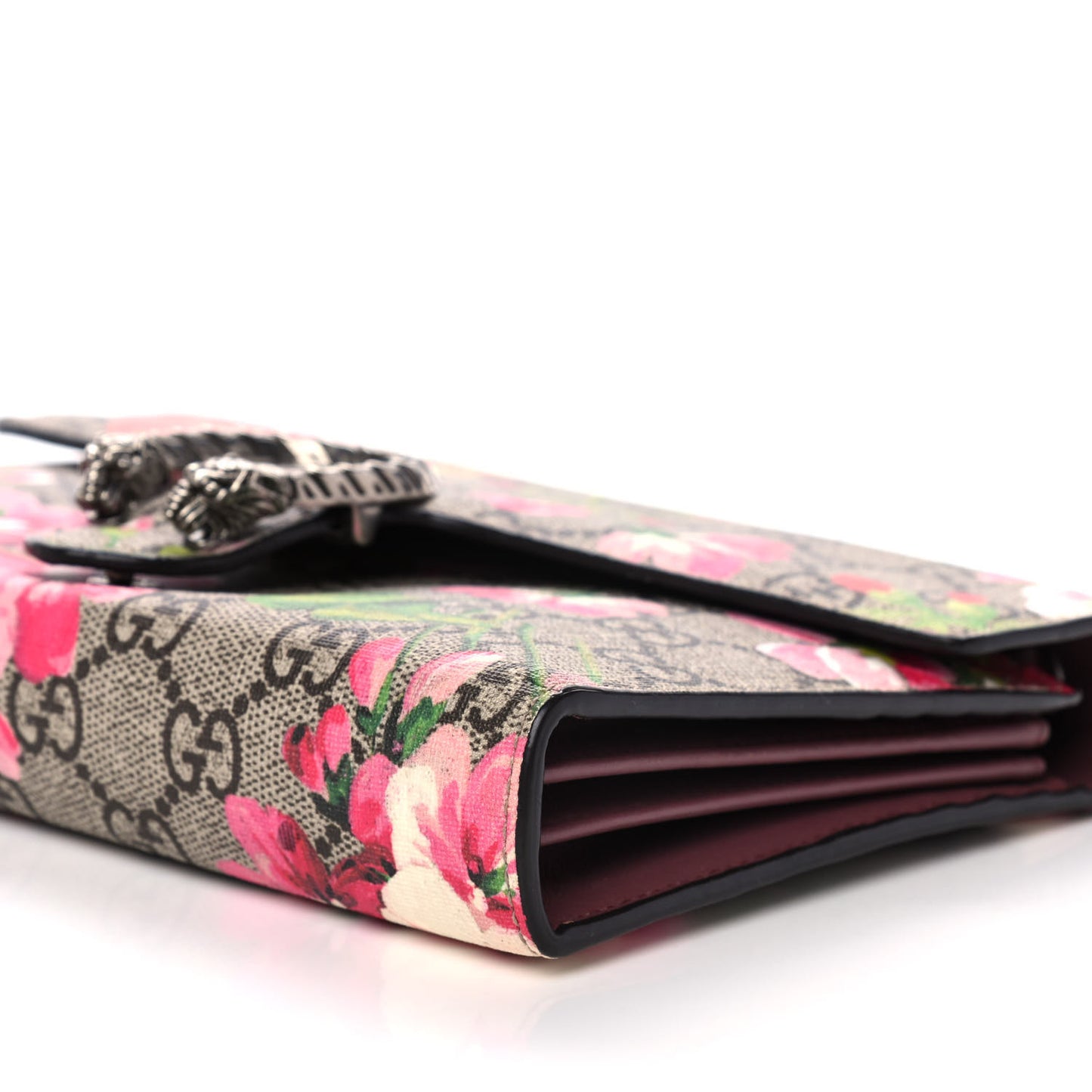 GG Supreme Monogram Blooms Mini Dionysus Chain Wallet Beige Multicolor Dry Rose