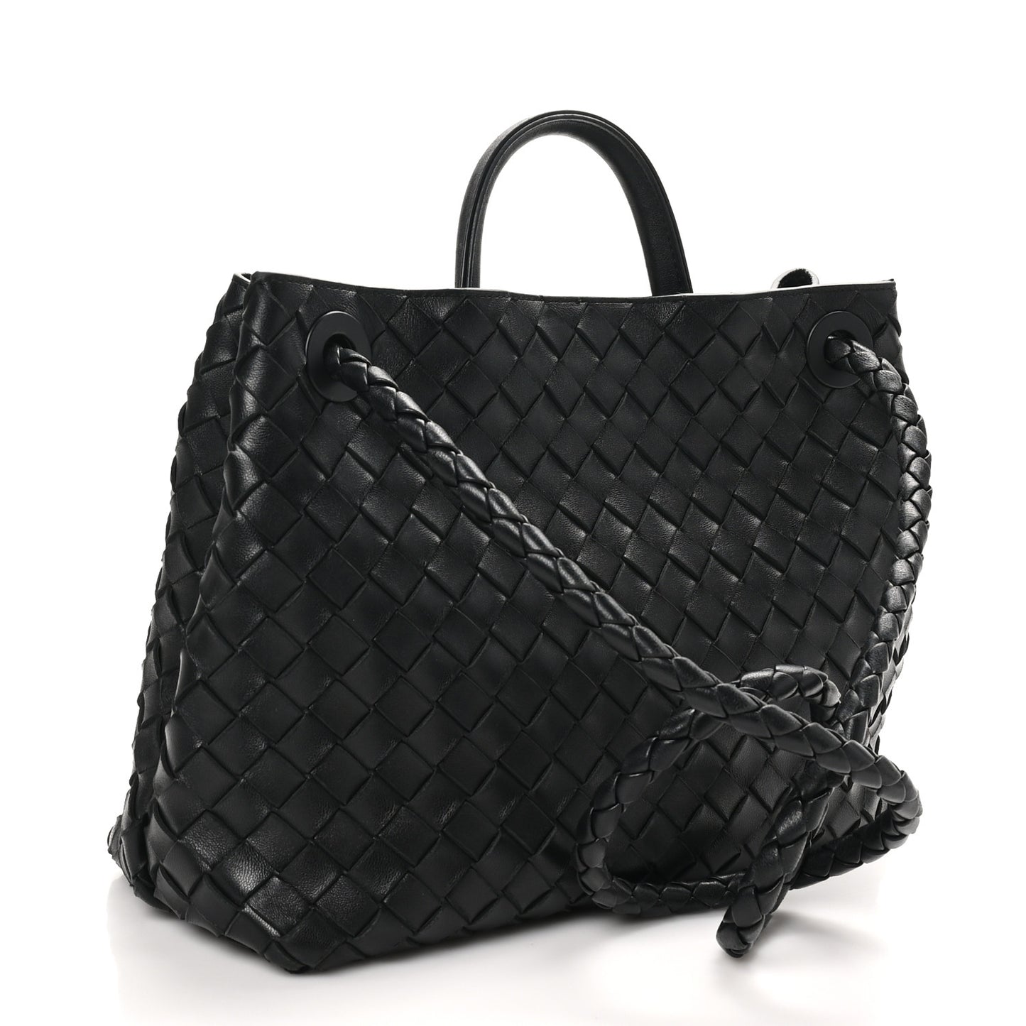 Nappa Intrecciato Medium Andiamo Shoulder Bag Black