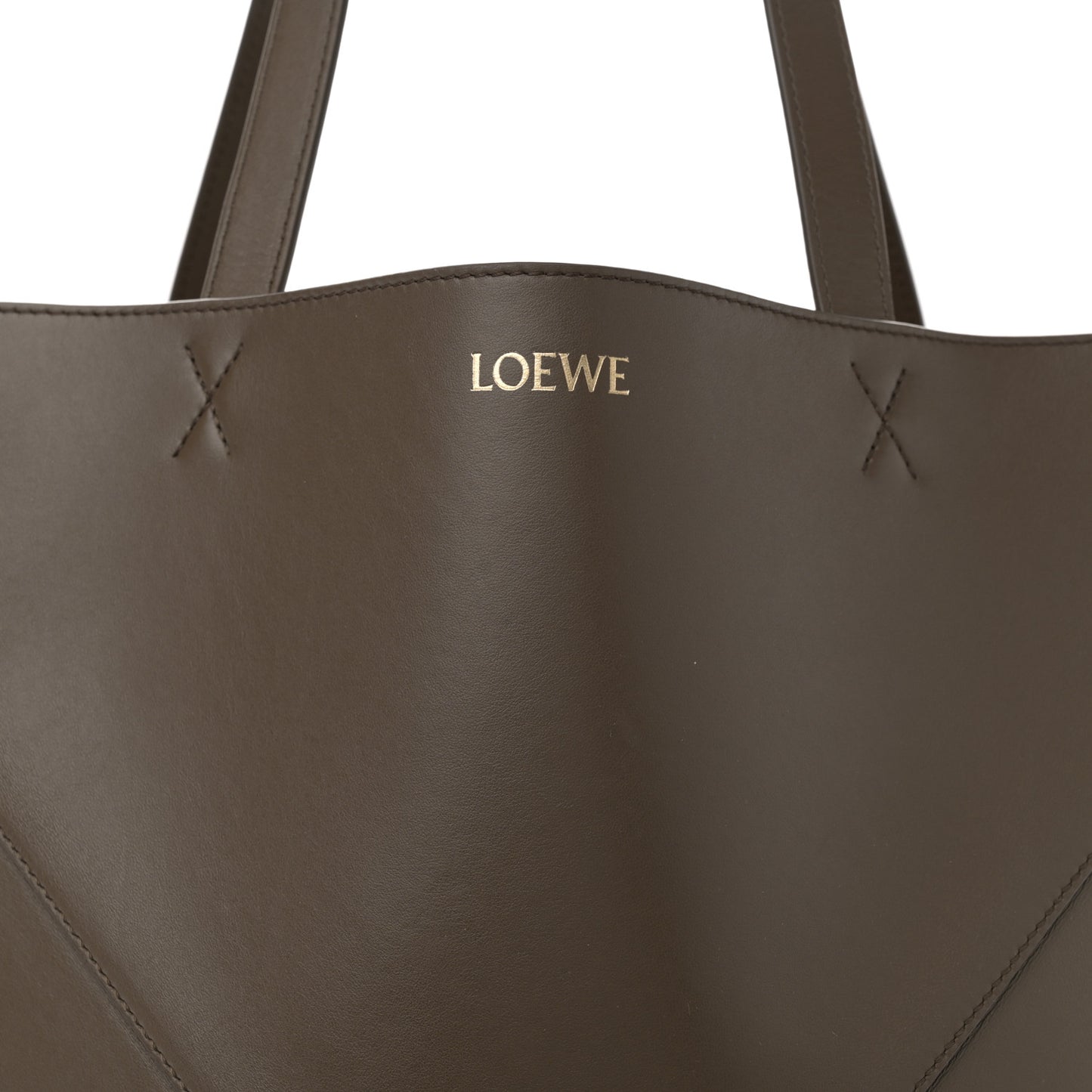 Shiny Calfskin Medium Puzzle Fold Tote Umber