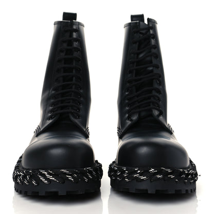 Balenciaga Calfskin Woven Detail Mens Combat Boots 44 Black 4 of 16
