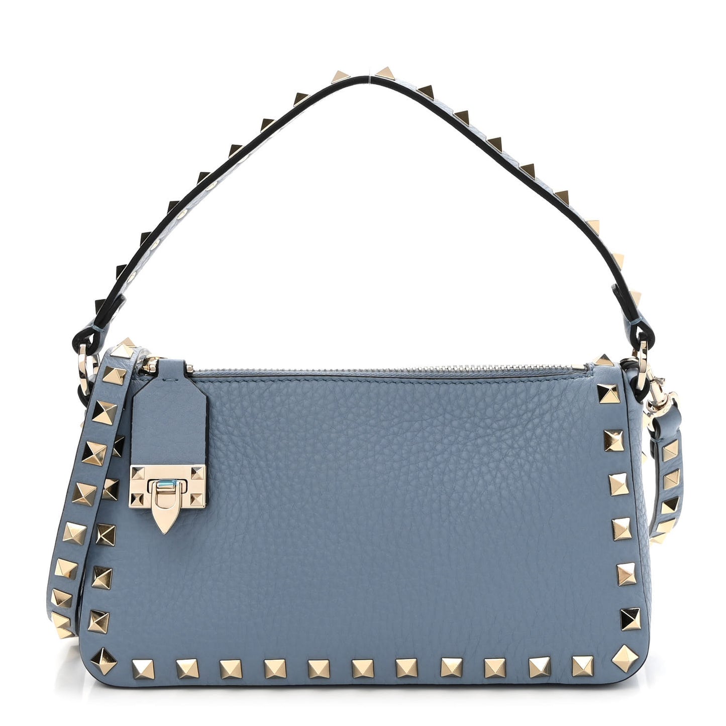 Pebbled Calfskin Small Rockstud Flip Lock Shoulder Bag Niagara