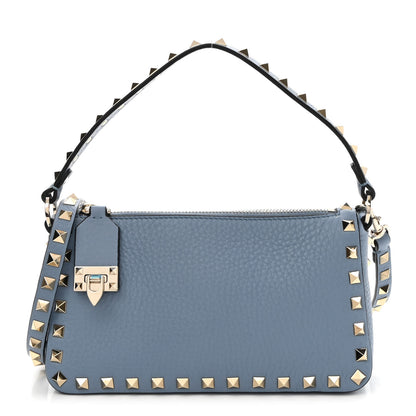 Valentino Garavani Pebbled Calfskin Small Rockstud Flip Lock Shoulder Bag Niagara 1 of 8