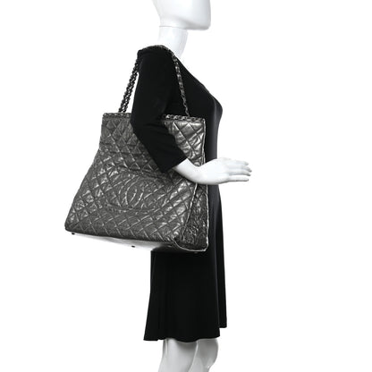 Chanel Metallic Aged Calfskin Quilted Large Chain Me Tote Silver 2 of 11