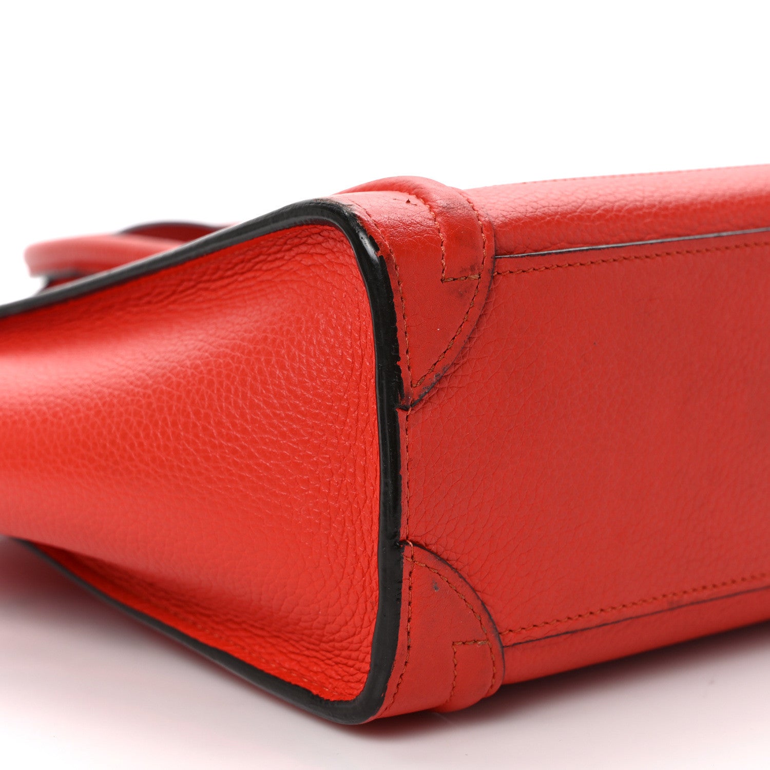 Celine Drummed Calfskin Nano Luggage Vermillion 7 of 17