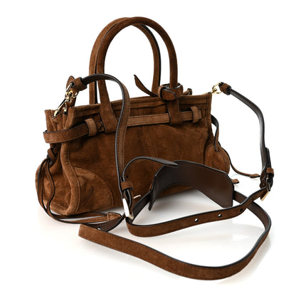 Prada Suede Triangle Mini Bonnie Shoulder Bag Cacao 2 of 9