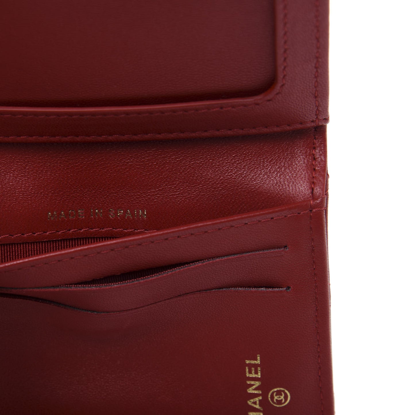 Lambskin Quilted Card Holder Wallet Red