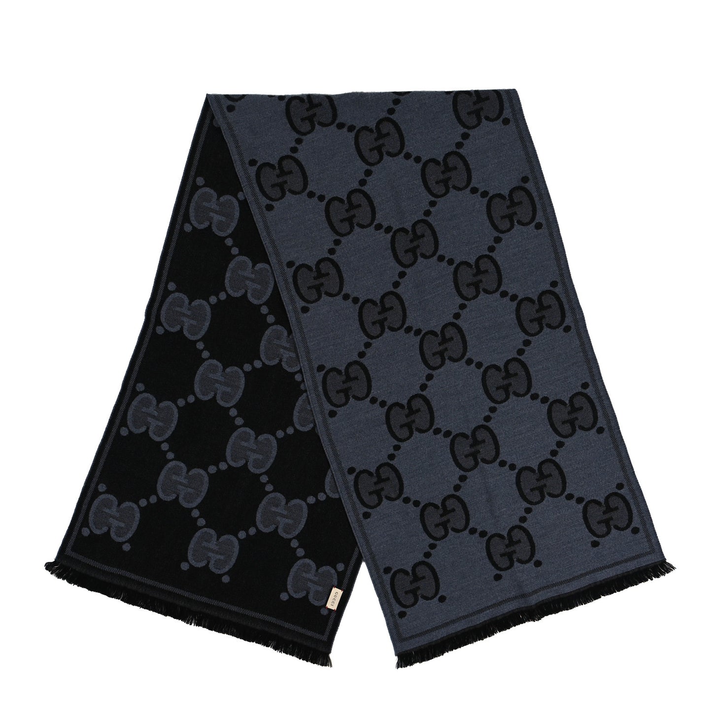 Wool Jacquard Monogram Jumbo GG Nest Mel Scarf Lead Black