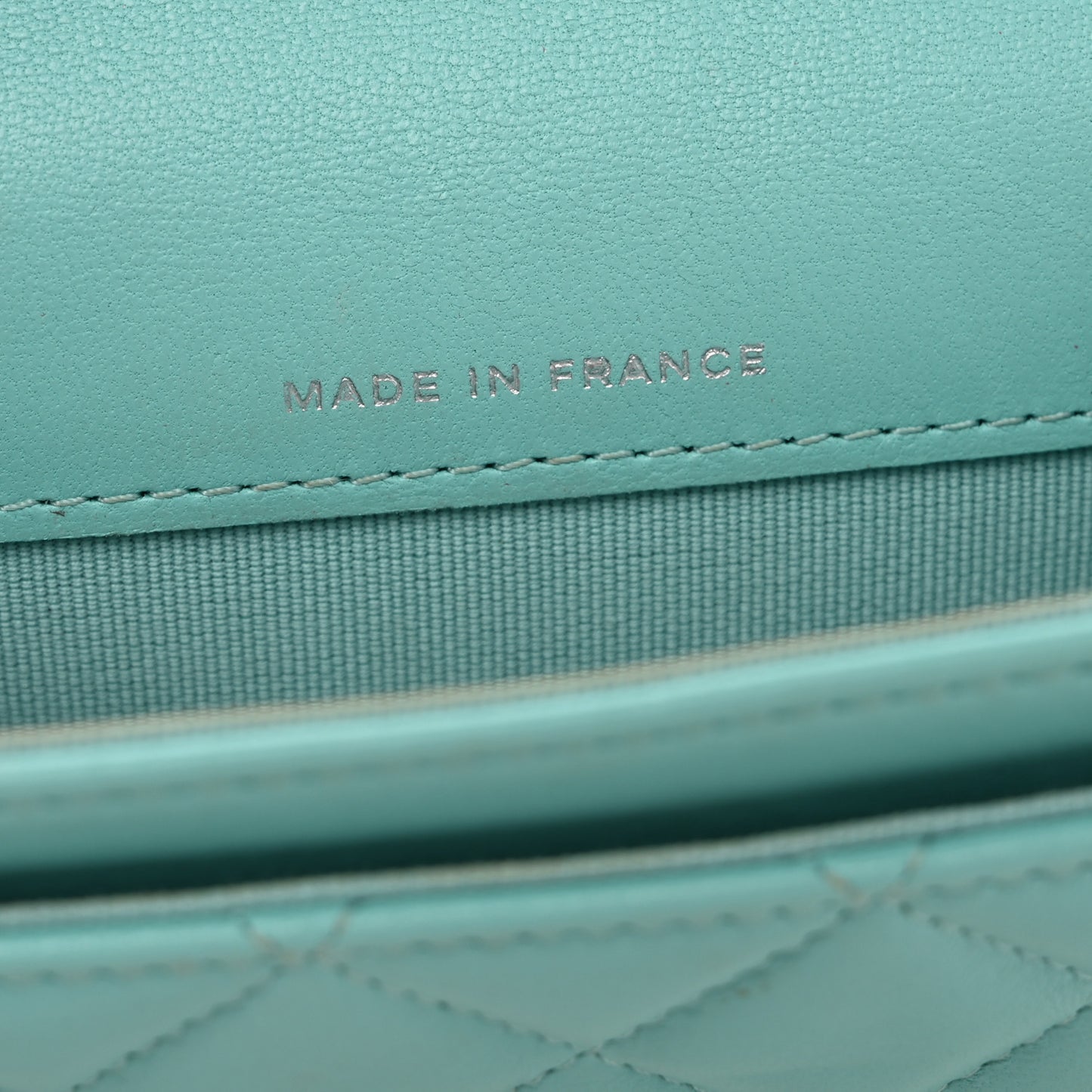 Lambskin Quilted Flap Card Holder Wallet Turquoise