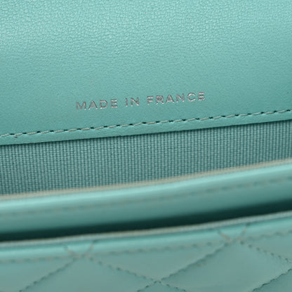 Chanel Lambskin Quilted Flap Card Holder Wallet Turquoise 7 of 12