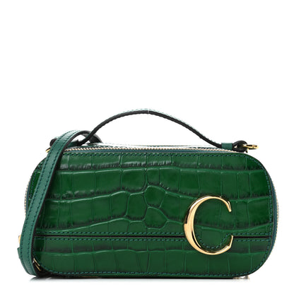 Chloe Calfskin Crocodile Embossed Mini C Vanity Bag Woodsy Green 1 of 5