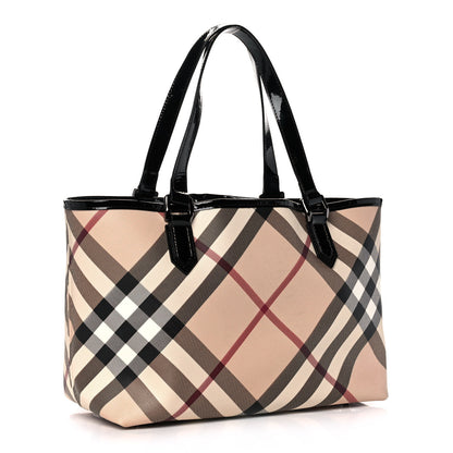 Burberry Metallic Calfskin Nova Check Small Nickie Tote Black 2 of 11