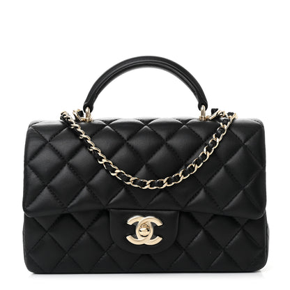 Chanel Lambskin Quilted Mini Top Handle Rectangular Flap Black 1 of 10