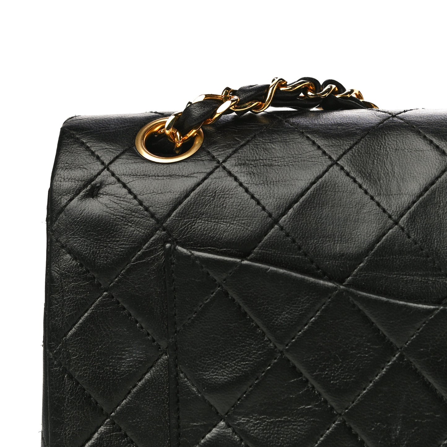 Lambskin Quilted Small Double Flap Black