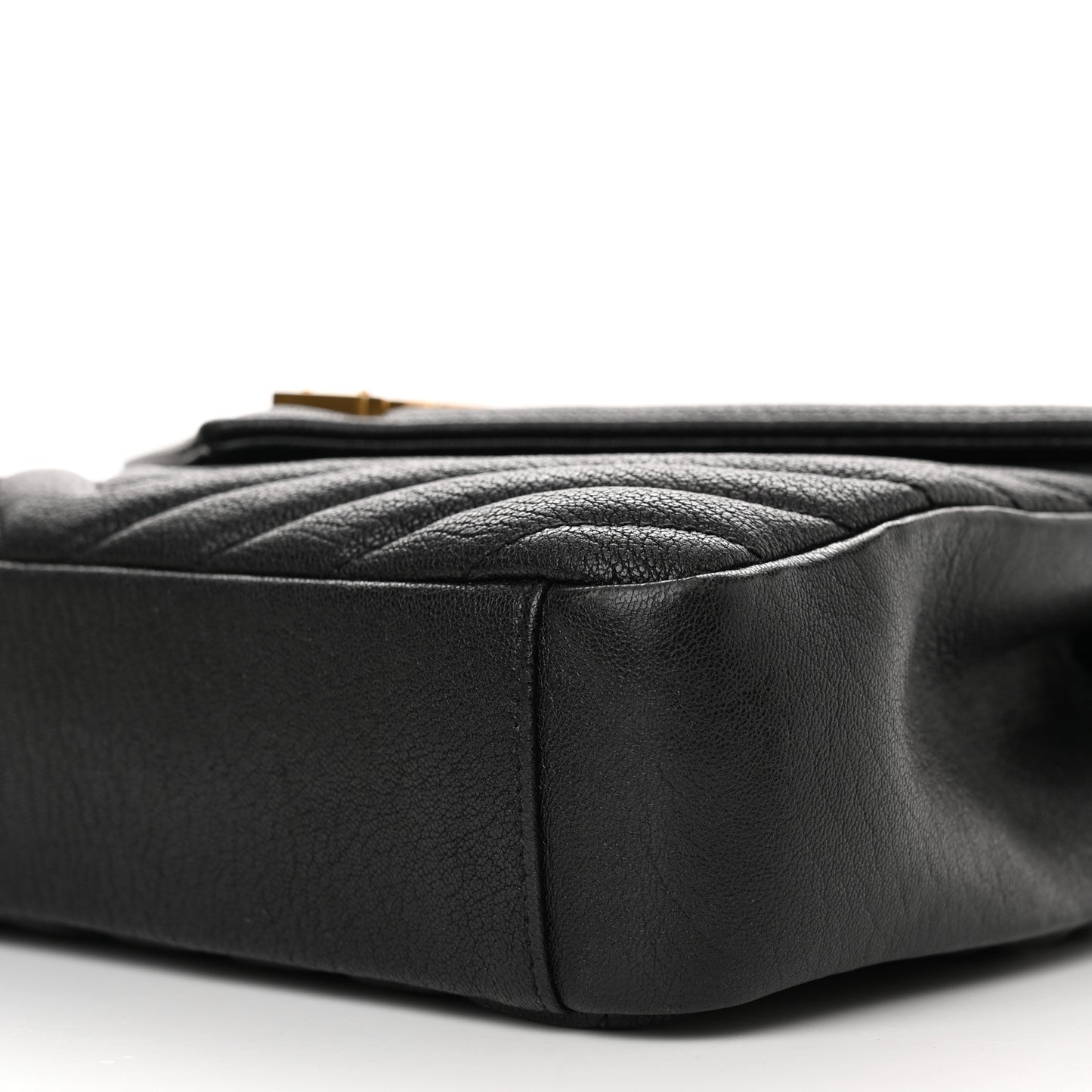 Sheepskin Matelasse Chevron Monogram Medium College Bag Black