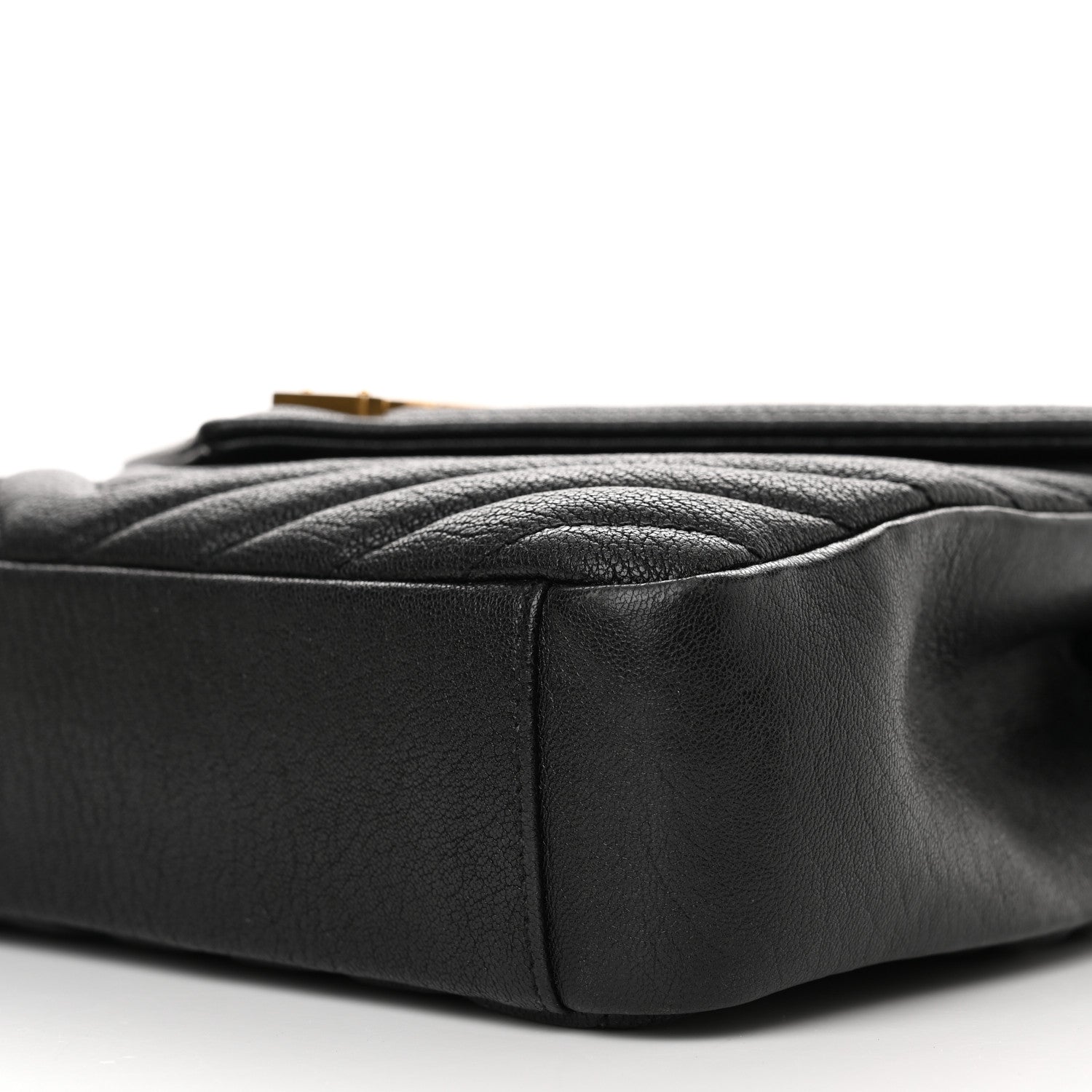 Saint Laurent Sheepskin Matelasse Chevron Monogram Medium College Bag Black 10 of 11