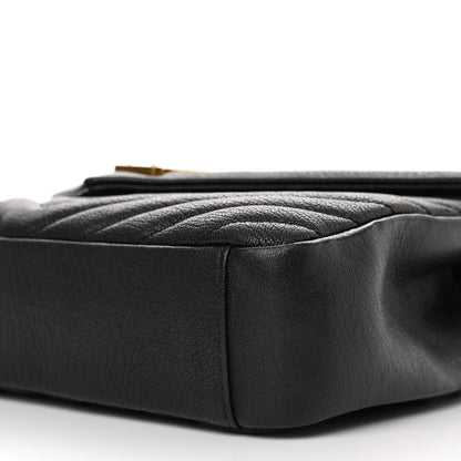 Saint Laurent Sheepskin Matelasse Chevron Monogram Medium College Bag Black 10 of 11