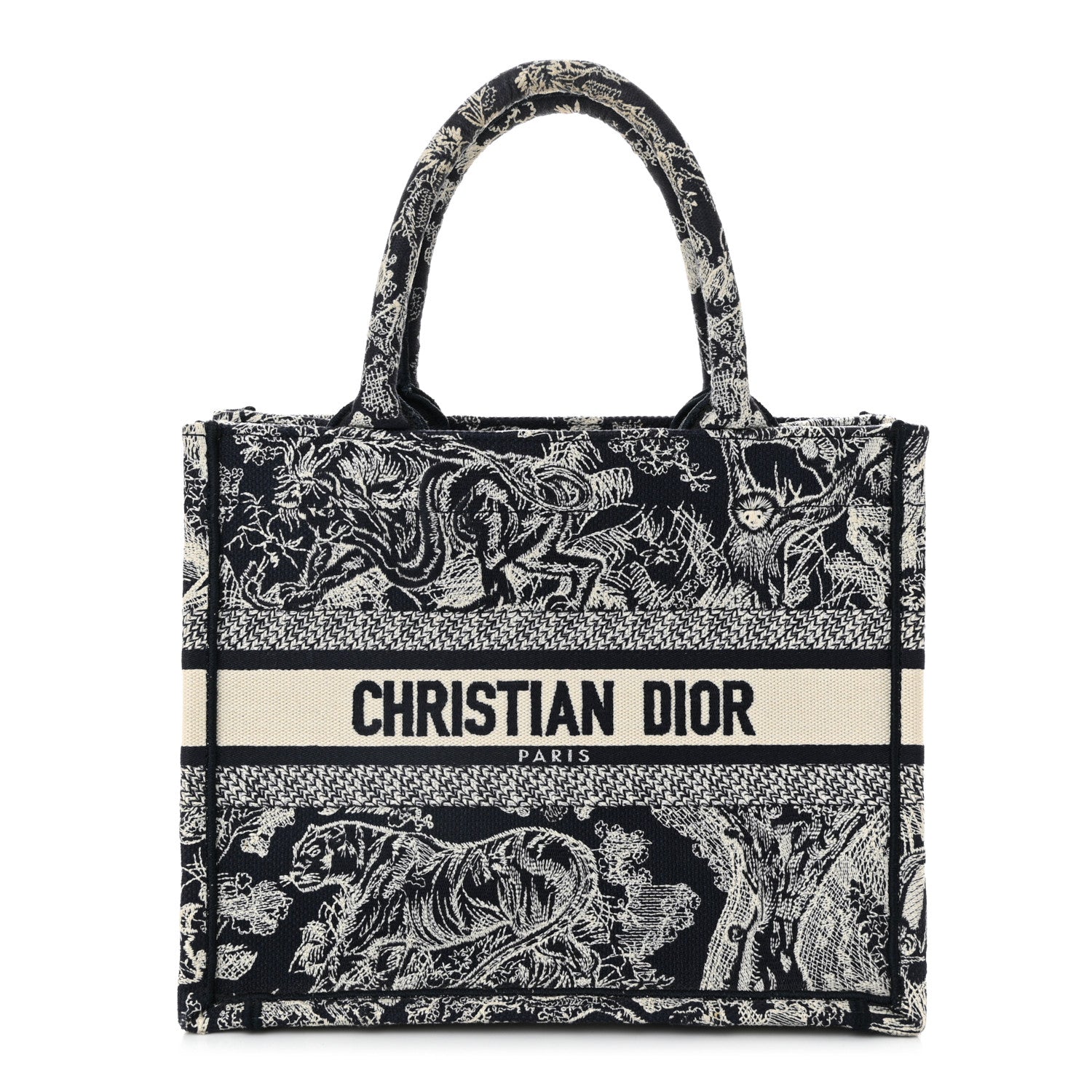 Christian Dior Canvas Embroidered Small Dioriviera Toile De Jouy Book Tote Blue 1 of 11