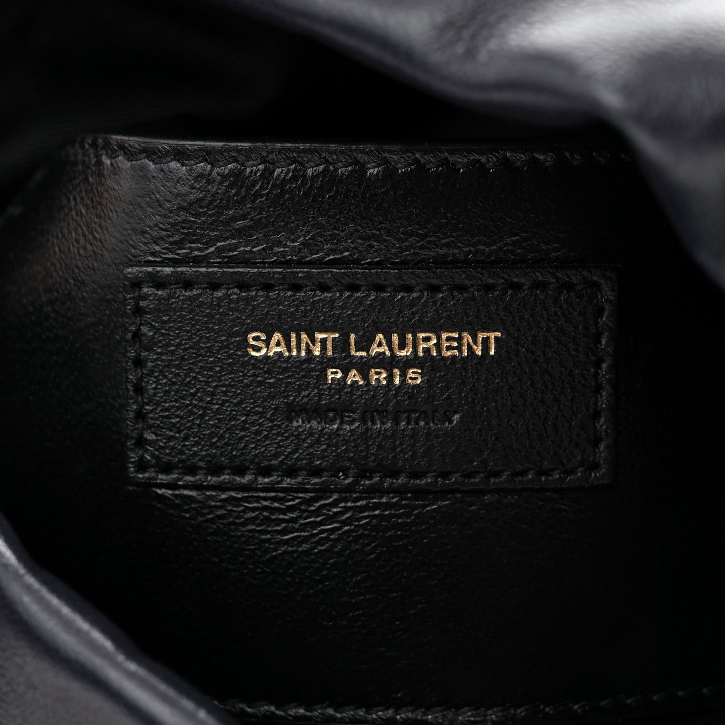 Lambskin Striped Drawstring Bag Black Beige