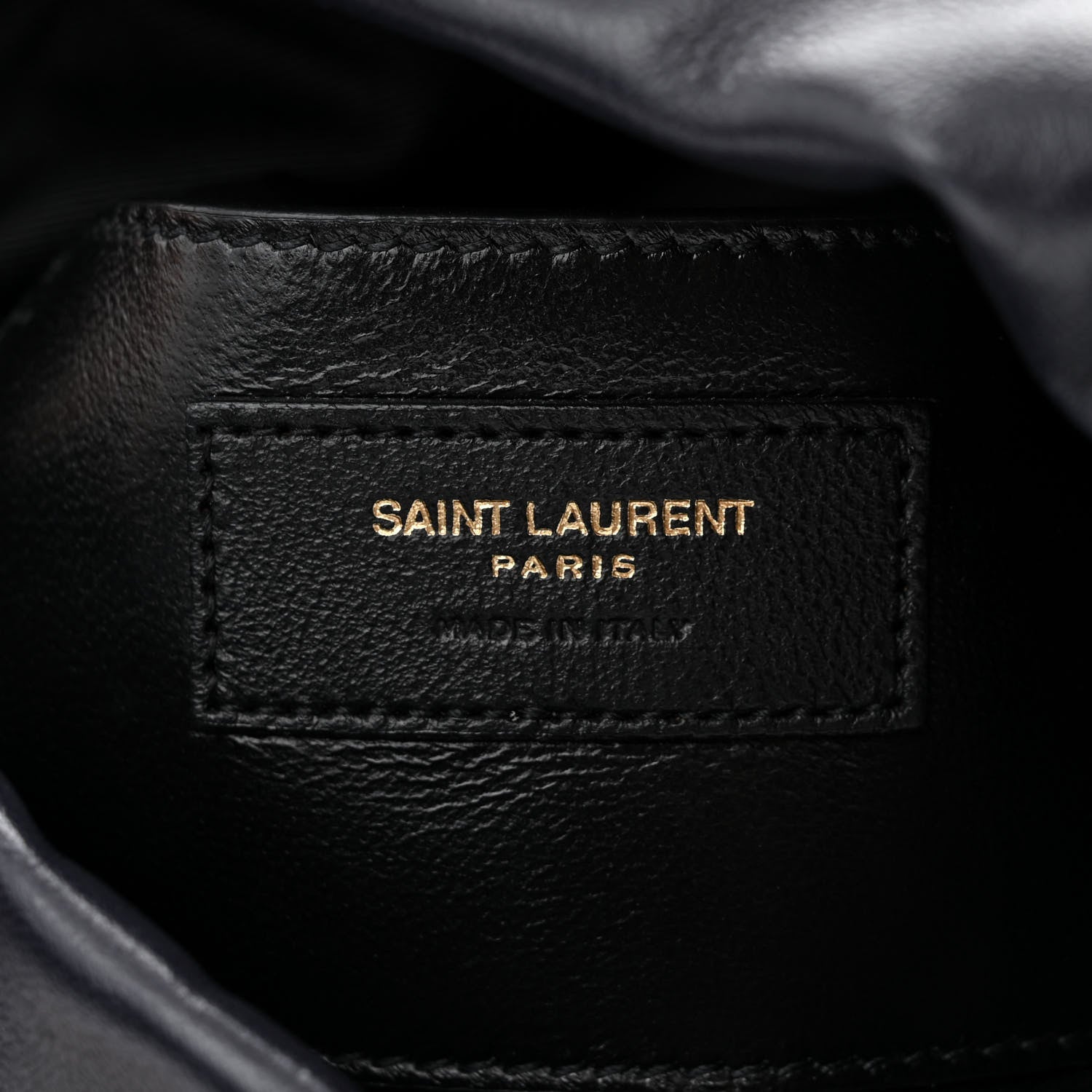 Saint Laurent Lambskin Striped Drawstring Bag Black Beige 6 of 10