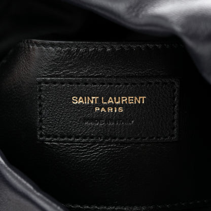 Saint Laurent Lambskin Striped Drawstring Bag Black Beige 6 of 10