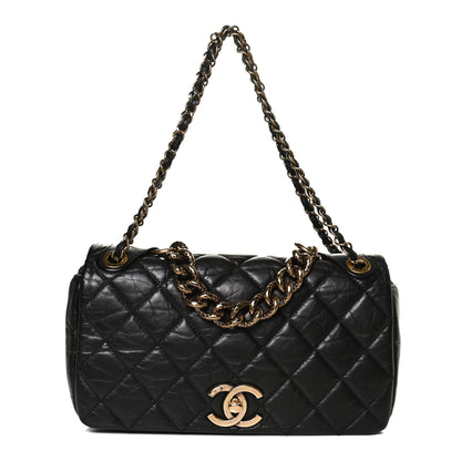 Chanel Aged Calfskin Quilted Medium Pondichery Flap Black 1 of 29