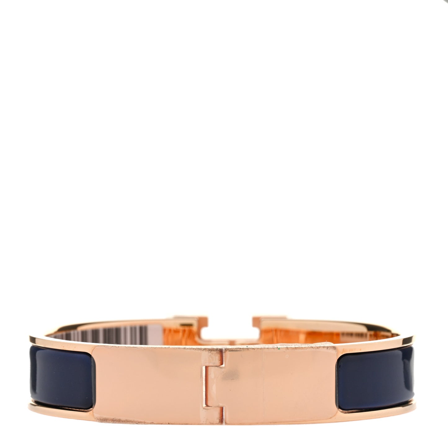 Narrow Enamel Clic Clac H Bracelet PM Bleu Abysse