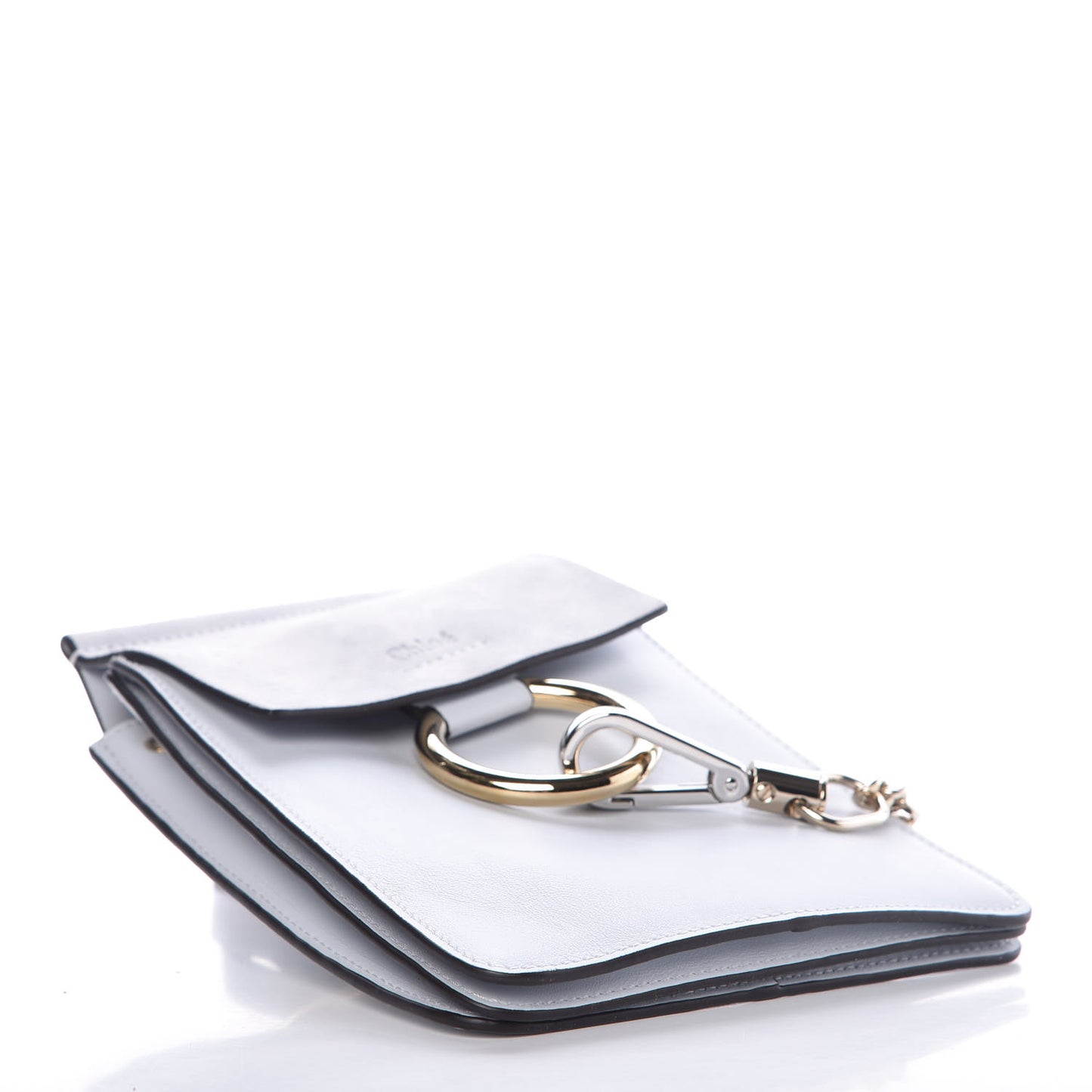 Suede Calfskin Mini Faye Bracelet Bag Light Cloud