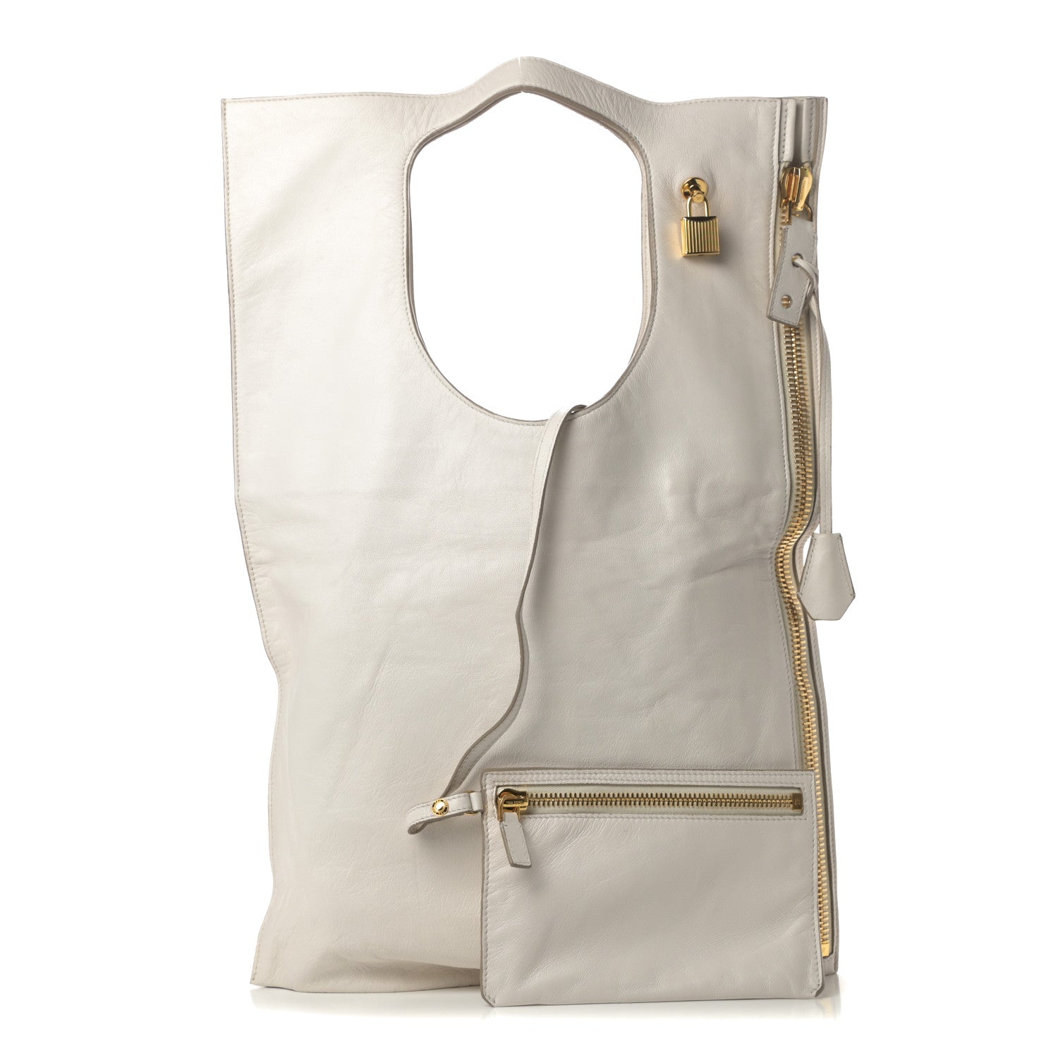 Tom Ford Ramskin Small Alix Padlock Zip Shoulder Bag White 1 of 13