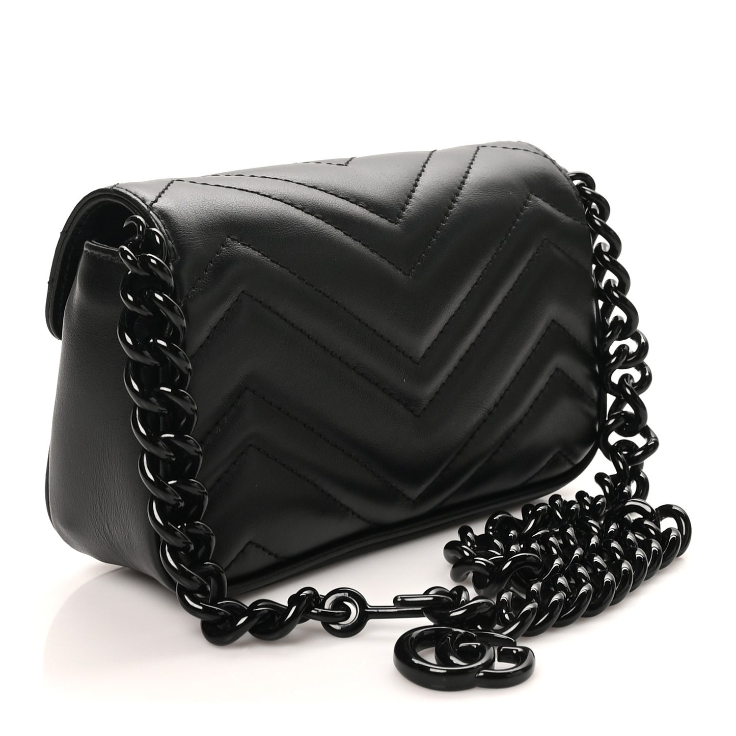 Calfskin Matelasse Monochrome GG Marmont Chain Belt Bag Black